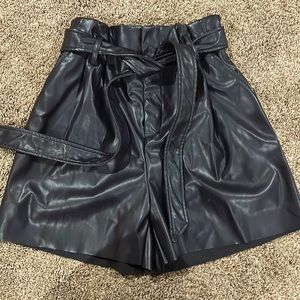 Pleather high-waisted shorts
